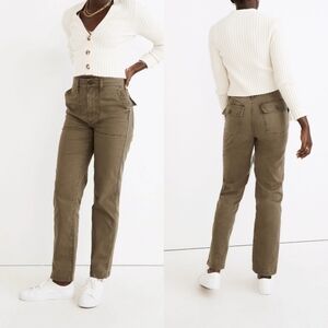 Madewell The Curvy Perfect Vintage Straight Workwear Pants Olive Green Size 27